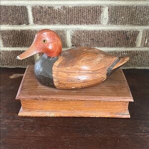 Vintage Hand Carved Wooden Decoy Duck Box